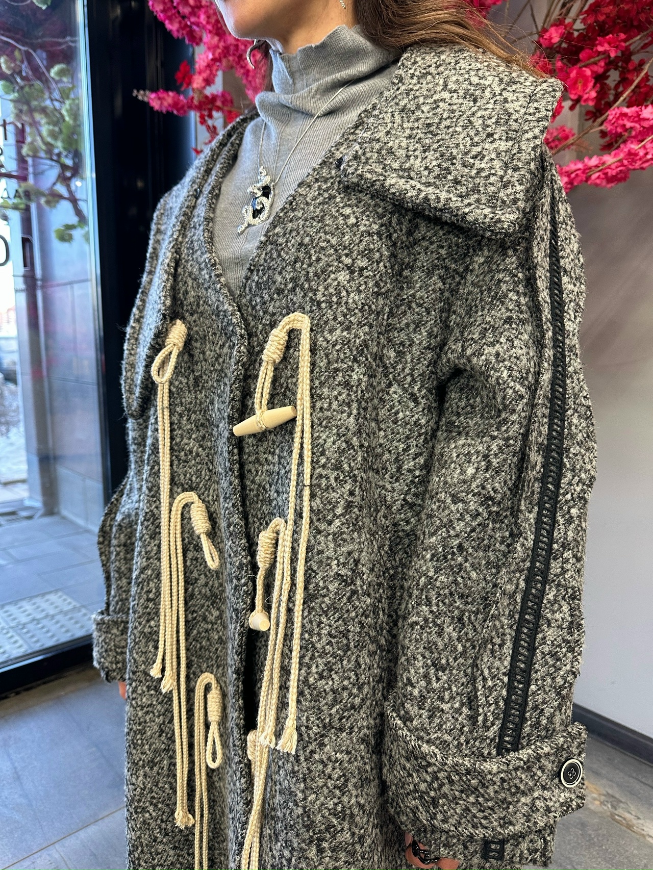 Жакет удлиненный съемный воротник