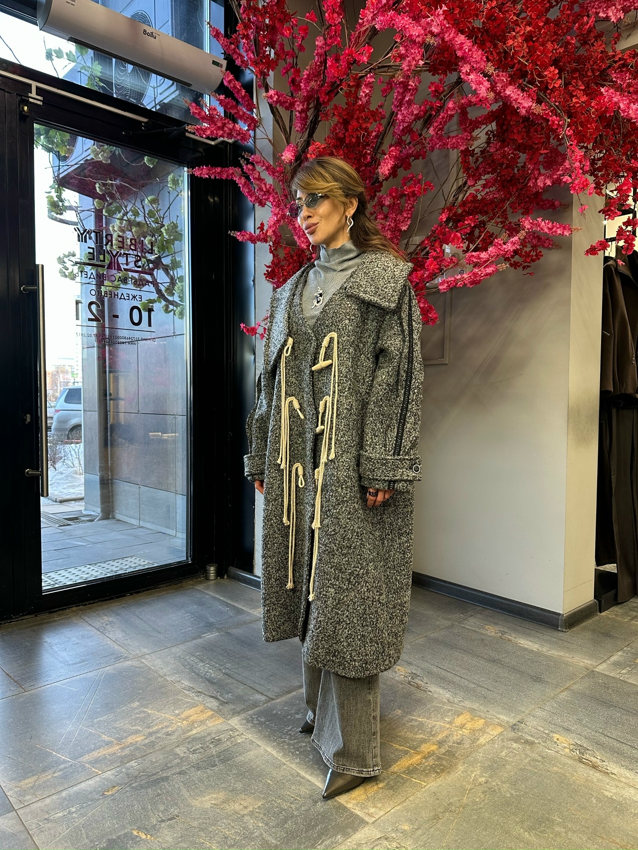 Жакет удлиненный съемный воротник